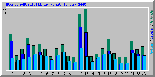 Stunden-Statistik im Monat Januar 2005